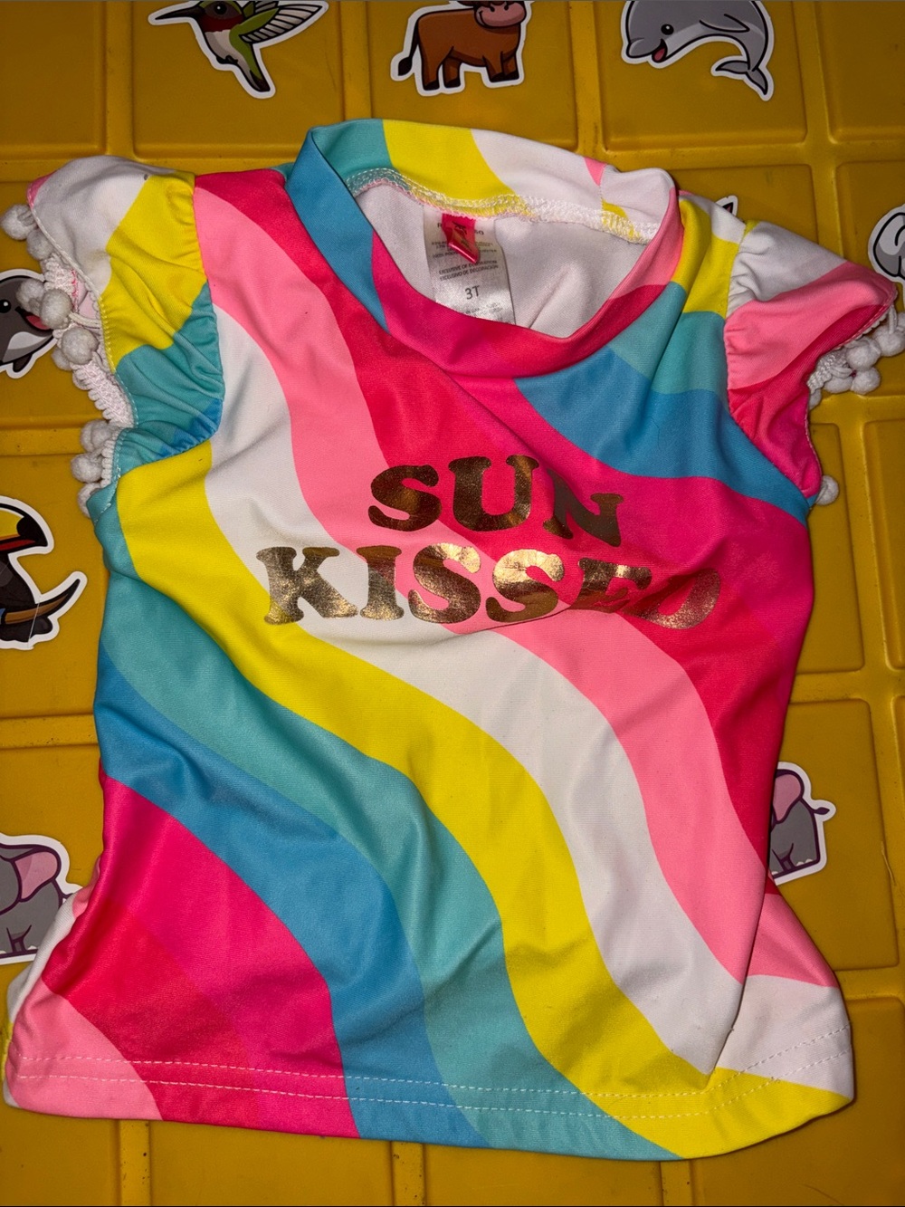 Betsey Johnson Sun Kissed Girls' Rainbow Wave Tee - Pink, Yellow, Blue